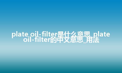 plate oil-filter是什么意思_plate oil-filter的中文意思_用法