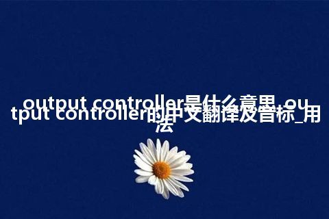 output controller是什么意思_output controller的中文翻译及音标_用法