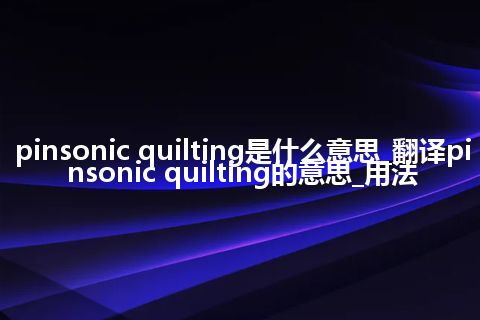pinsonic quilting是什么意思_翻译pinsonic quilting的意思_用法