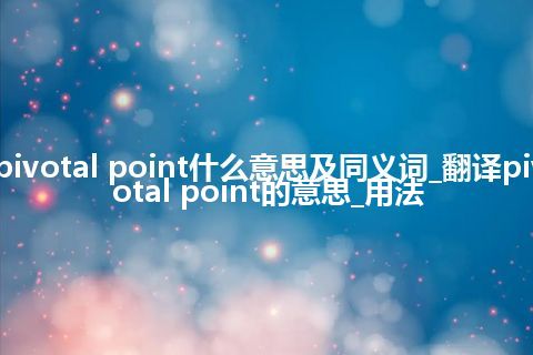 pivotal point什么意思及同义词_翻译pivotal point的意思_用法