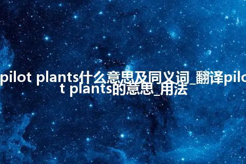 pilot plants什么意思及同义词_翻译pilot plants的意思_用法