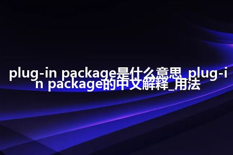 plug-in package是什么意思_plug-in package的中文解释_用法