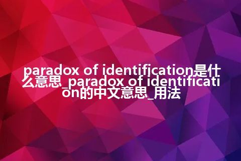 paradox of identification是什么意思_paradox of identification的中文意思_用法