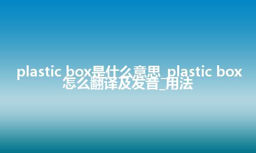 plastic box是什么意思_plastic box怎么翻译及发音_用法