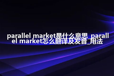parallel market是什么意思_parallel market怎么翻译及发音_用法