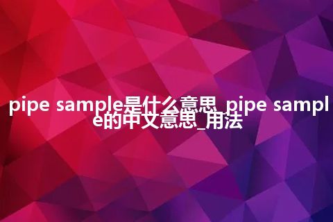pipe sample是什么意思_pipe sample的中文意思_用法