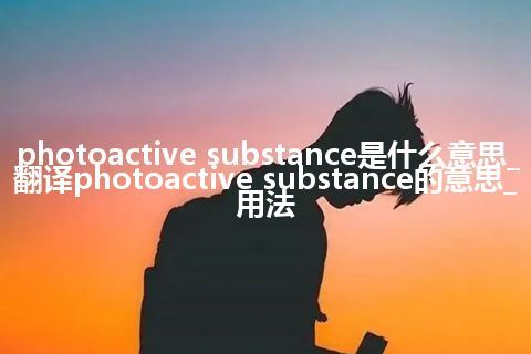 photoactive substance是什么意思_翻译photoactive substance的意思_用法