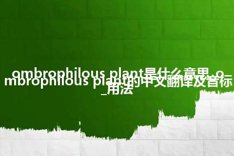ombrophilous plant是什么意思_ombrophilous plant的中文翻译及音标_用法