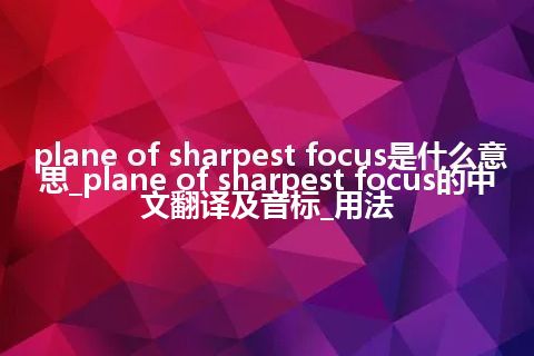 plane of sharpest focus是什么意思_plane of sharpest focus的中文翻译及音标_用法