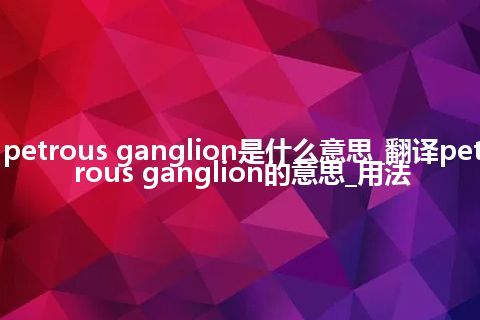 petrous ganglion是什么意思_翻译petrous ganglion的意思_用法