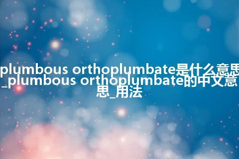 plumbous orthoplumbate是什么意思_plumbous orthoplumbate的中文意思_用法