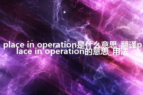 place in operation是什么意思_翻译place in operation的意思_用法