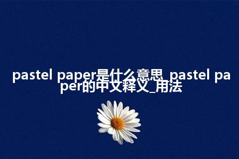 pastel paper是什么意思_pastel paper的中文释义_用法
