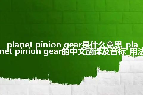 planet pinion gear是什么意思_planet pinion gear的中文翻译及音标_用法