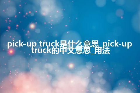 pick-up truck是什么意思_pick-up truck的中文意思_用法