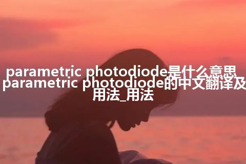 parametric photodiode是什么意思_parametric photodiode的中文翻译及用法_用法