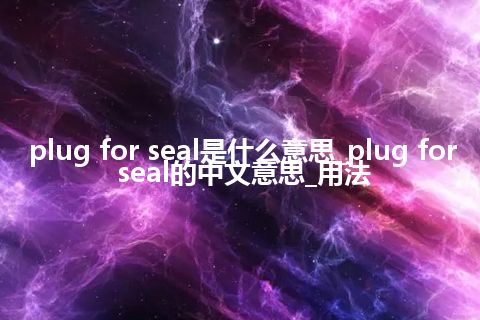 plug for seal是什么意思_plug for seal的中文意思_用法