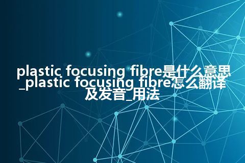 plastic focusing fibre是什么意思_plastic focusing fibre怎么翻译及发音_用法