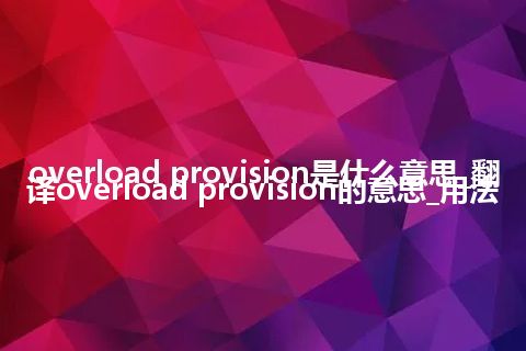 overload provision是什么意思_翻译overload provision的意思_用法