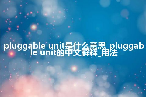 pluggable unit是什么意思_pluggable unit的中文解释_用法