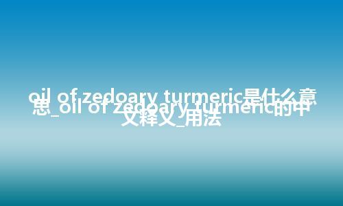 oil of zedoary turmeric是什么意思_oil of zedoary turmeric的中文释义_用法