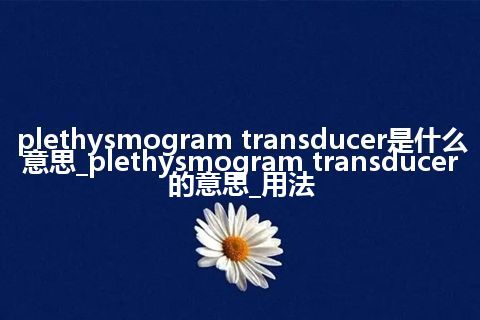 plethysmogram transducer是什么意思_plethysmogram transducer的意思_用法