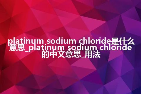 platinum sodium chloride是什么意思_platinum sodium chloride的中文意思_用法