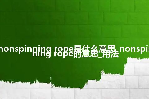 nonspinning rope是什么意思_nonspinning rope的意思_用法