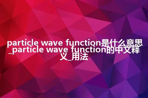 particle wave function是什么意思_particle wave function的中文释义_用法