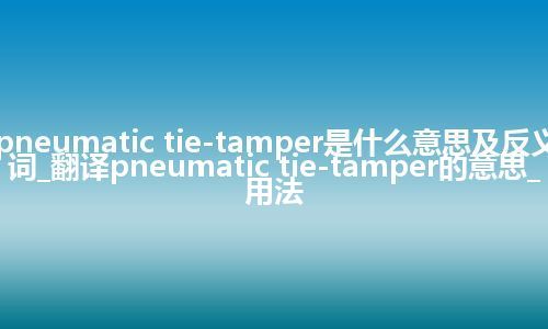 pneumatic tie-tamper是什么意思及反义词_翻译pneumatic tie-tamper的意思_用法