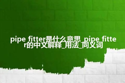pipe fitter是什么意思_pipe fitter的中文解释_用法_同义词