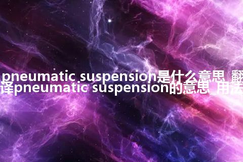 pneumatic suspension是什么意思_翻译pneumatic suspension的意思_用法