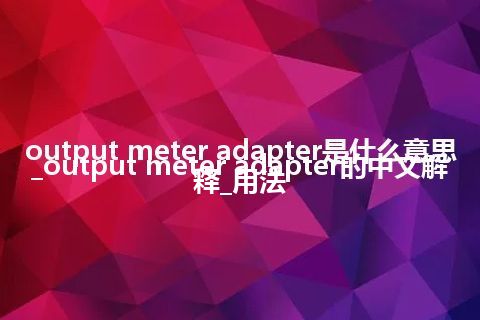 output meter adapter是什么意思_output meter adapter的中文解释_用法