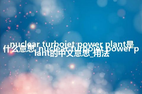 nuclear turbojet power plant是什么意思_nuclear turbojet power plant的中文意思_用法