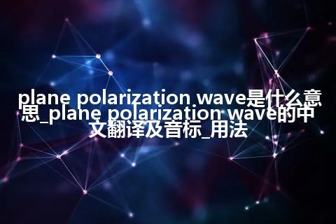 plane polarization wave是什么意思_plane polarization wave的中文翻译及音标_用法