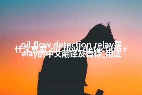 oil flow detection relay是什么意思_oil flow detection relay的中文翻译及音标_用法