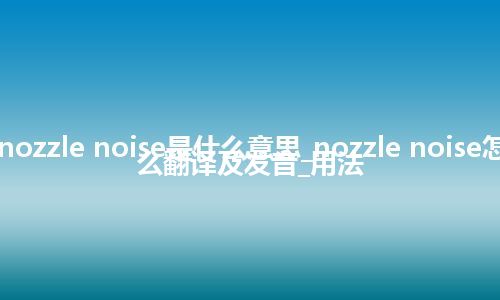nozzle noise是什么意思_nozzle noise怎么翻译及发音_用法