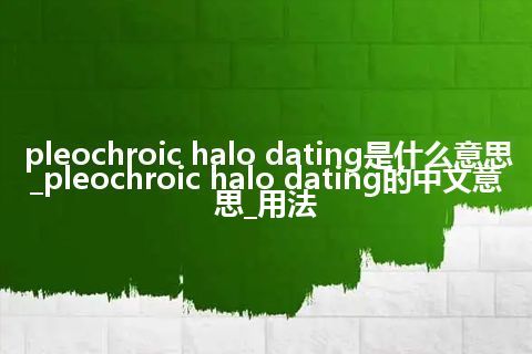pleochroic halo dating是什么意思_pleochroic halo dating的中文意思_用法