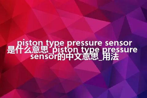 piston type pressure sensor是什么意思_piston type pressure sensor的中文意思_用法