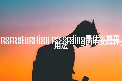 nonsaturation recording是什么意思_nonsaturation recording的中文解释_用法