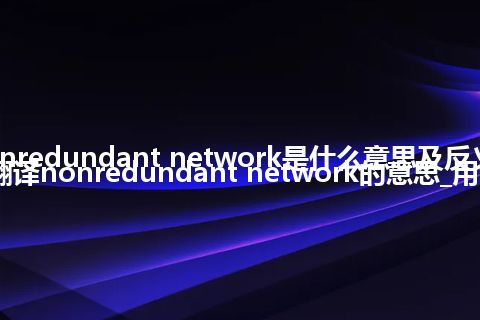 nonredundant network是什么意思及反义词_翻译nonredundant network的意思_用法