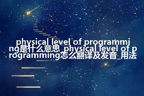 physical level of programming是什么意思_physical level of programming怎么翻译及发音_用法