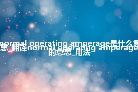 normal operating amperage是什么意思_翻译normal operating amperage的意思_用法