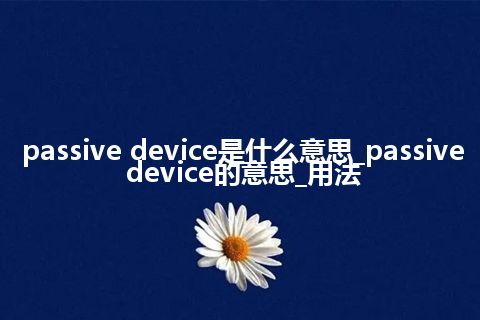 passive device是什么意思_passive device的意思_用法