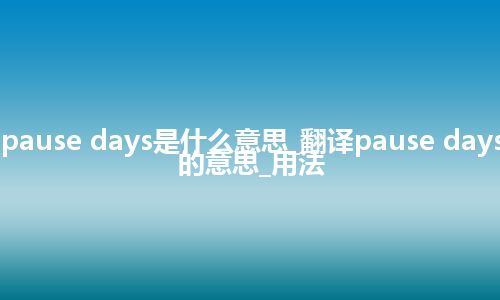 pause days是什么意思_翻译pause days的意思_用法