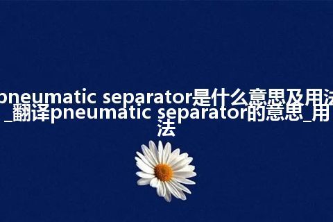 pneumatic separator是什么意思及用法_翻译pneumatic separator的意思_用法