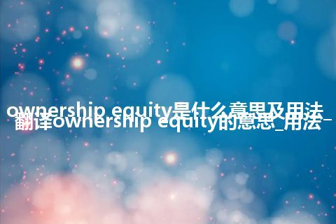 ownership equity是什么意思及用法_翻译ownership equity的意思_用法