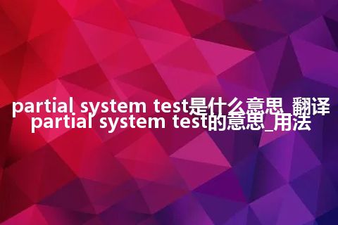 partial system test是什么意思_翻译partial system test的意思_用法
