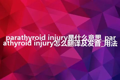 parathyroid injury是什么意思_parathyroid injury怎么翻译及发音_用法