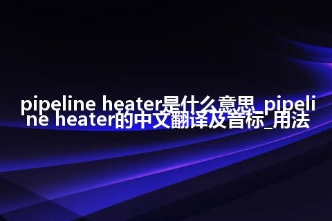 pipeline heater是什么意思_pipeline heater的中文翻译及音标_用法